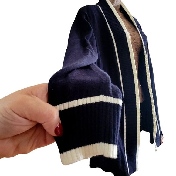 Talbots Apres Sail Blue Open Graphic Nautical  Sweater Size M - Picture 4 of 13